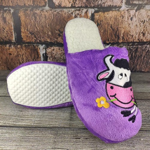 Damen Hausschuhe Lustige mit Kuh Pantoffeln Plüsch Kuschelige Slippers