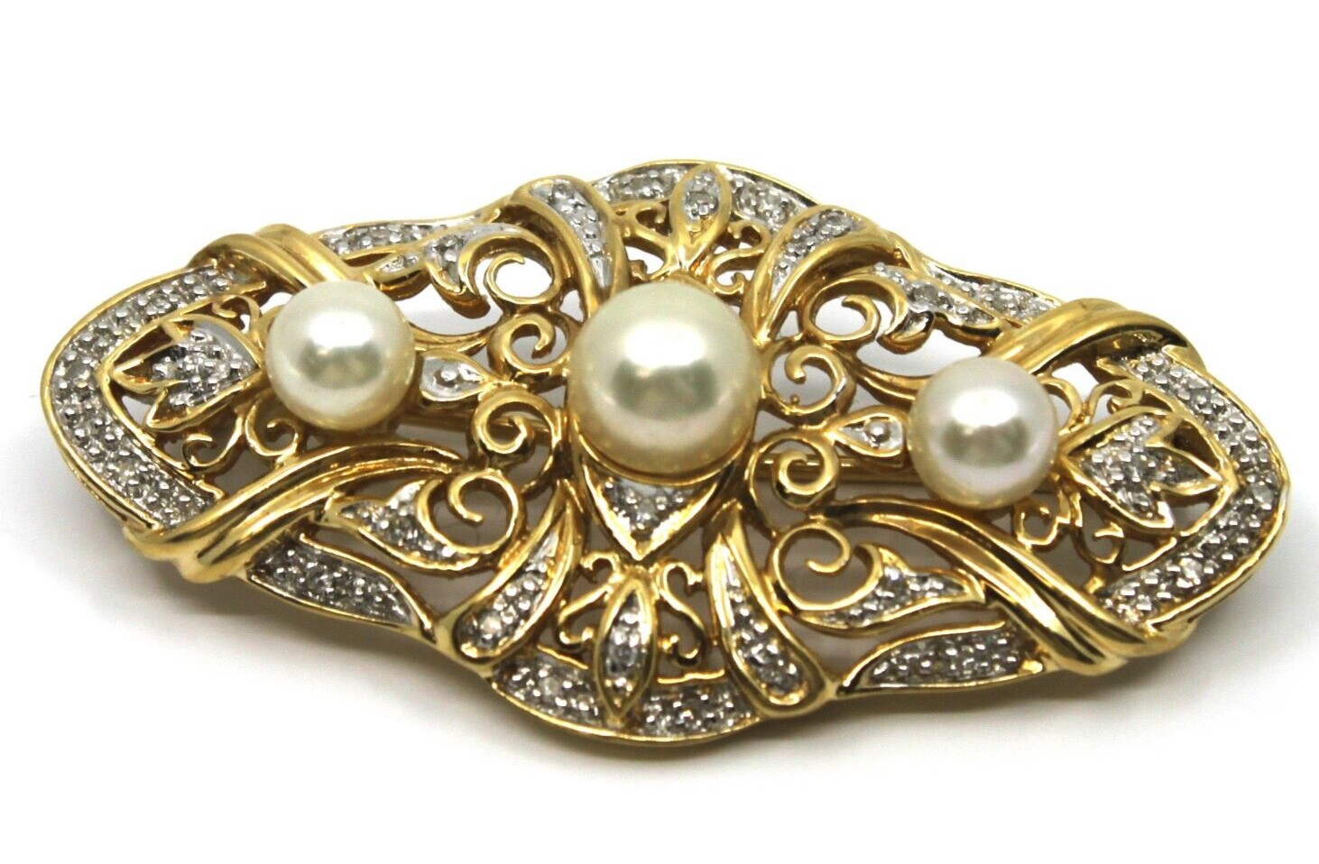 Statement Victorian 14K Solid Yellow Gold Pearl &… - image 1