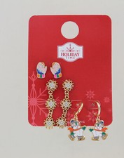 New Holiday Time Earrings - Set of 3 - Mittens, Snowflakes Snowmen
