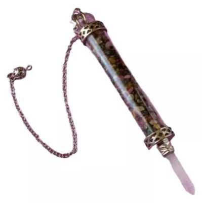 P  ndulo Botella Cuarzo Cristal 13cm Radiestesia Talisman - OJO DE TIGRE