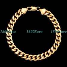 Genuine 18K Gold Filled Tarnish-Free 8inch Cuban Curb Link Chain Bracelet R819 B