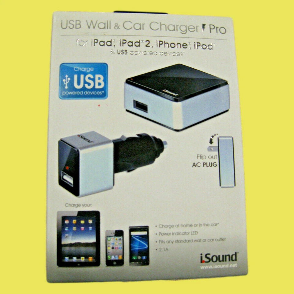 Cargador de pared iSound Pro para teléfonos inteligentes, tabletas y otros dispositivos alimentados por USB Foto 3 de 4