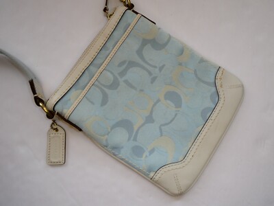 バッグ Vintage Coach Shoulder Bag Light Blue Coach Leather bag / Purse / light blue / zipper / Great