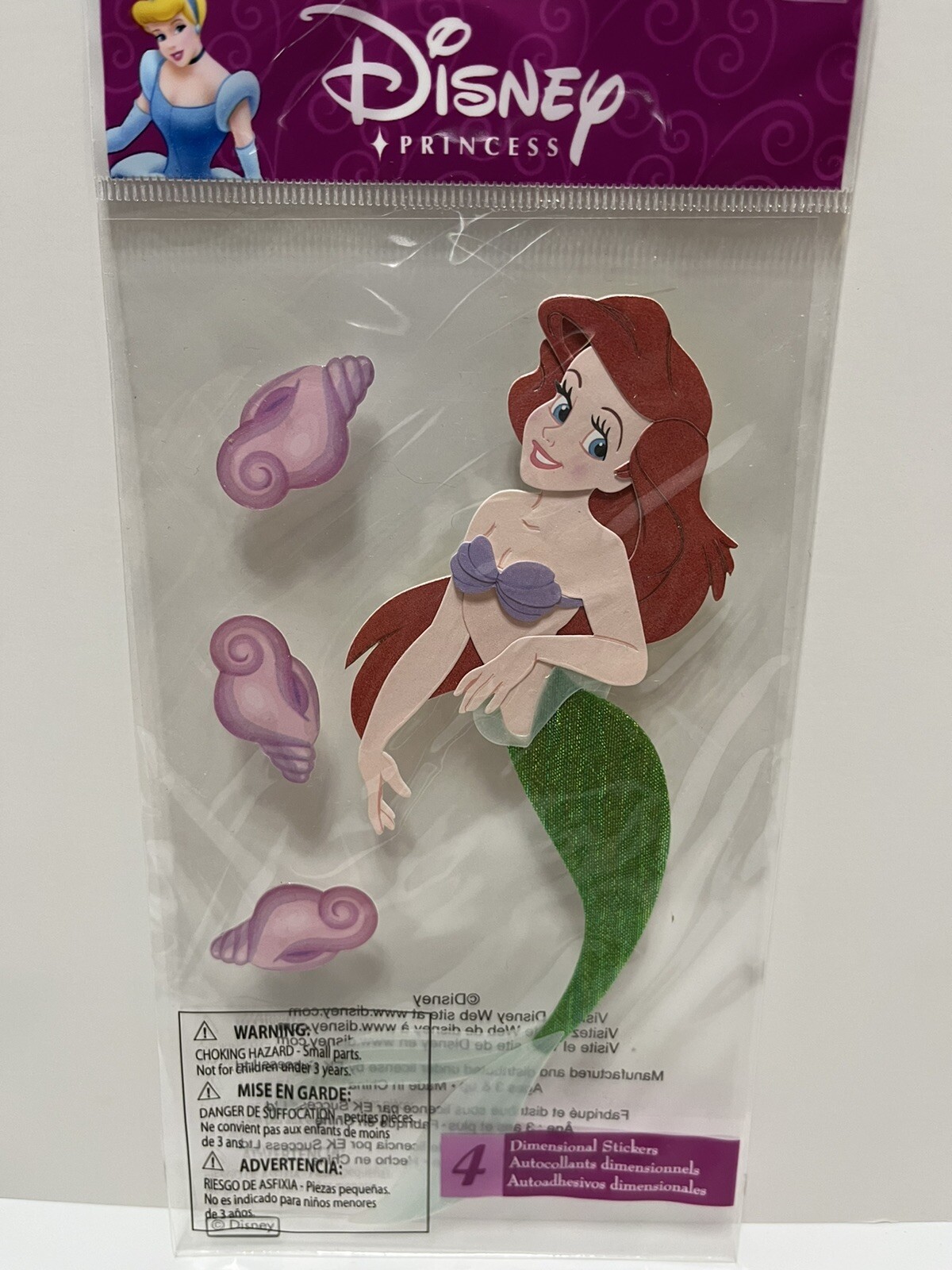 Disney ARIEL Scrapbooking Sticker Jolee's EK Success Princess Glitter
