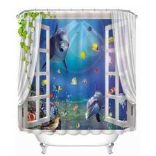 Beautiful Ocean Fishes 3D Shower Curtain Polyester Bathroom Decor Waterproof