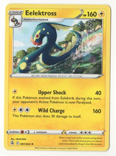 Eelektross 21 Sword Shield Fusion Strike Stage 2 Rare 097 Ebay