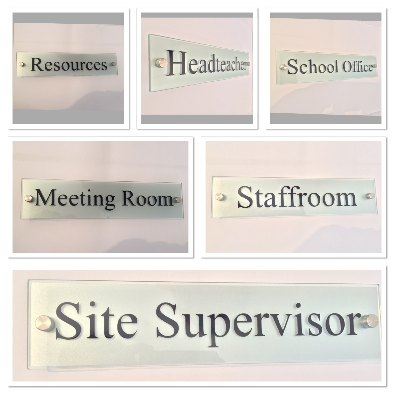 OFFICE DOOR PLAQUE SCHOOL SIGNAGE MODERN GLASS ACRYLIC STAND OFF WALL SIGNAGE