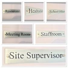 OFFICE DOOR PLAQUE SCHOOL SIGNAGE MODERN GLASS ACRYLIC STAND OFF WALL SIGNAGE