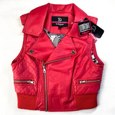 *new With Tags!* Dollhouse Red Leather Biker Vest! Motorcycle Rockstar Size S