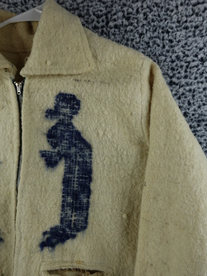 Chaqueta de Colección Años 50 Para Hombres Mediana Lana Tejida Flecos Southwestern Birds Cremallera Completa Foto 3 de 4