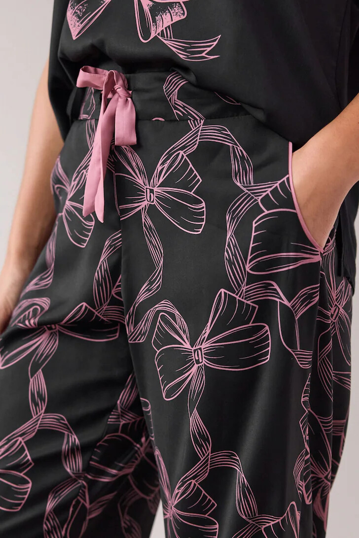 B By Ted Baker Ladies Luxury Black Bow Print Pyjamas BNWT RRP £59