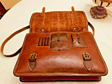 S. AMERICAN "GAUCHO" valigetta/borsa messenger in pelle pesante artigianale con sella