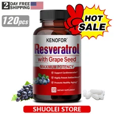 Resveratrol &Grape Seed 3xStrength-Supports Heart Health, Anti-Aging Antioxidant