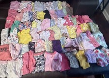 75 Pc Lot Baby Girl Lot 0-6 Mo. Gently Used. 40 Body Suits , Pants, Tops Footies