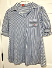 VINTAGE CG MATERNITY TOP WHITE BLUE STIPPED SIZE MEDIUM EUC