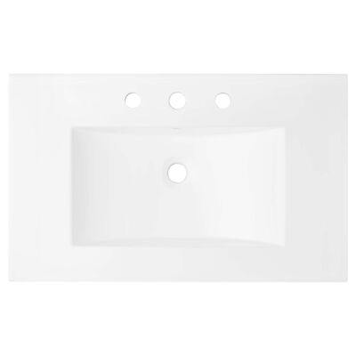 Modway Cayman Modern 30'' Bathroom Sink in White With Rectangular Basin