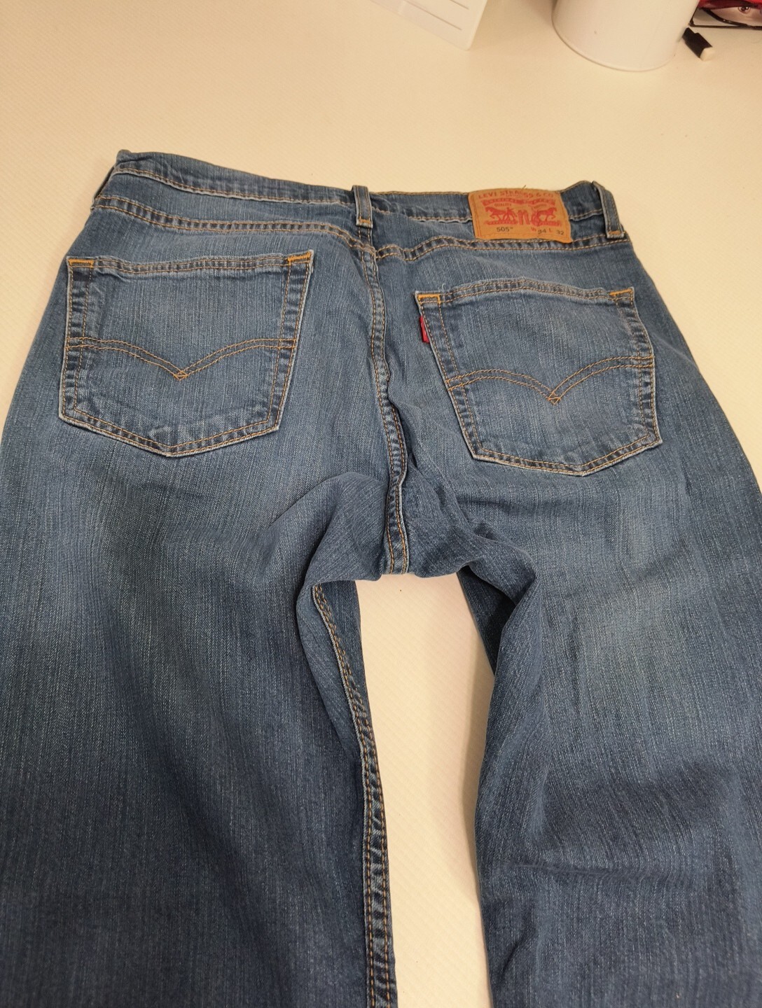 Levi's 505 Regular Fit Mens Straight Leg Jeans Sz 34x41 Medium Wash *Rare R Tab* image 4