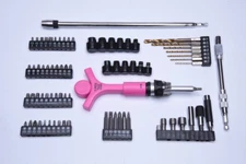 Ratcheting Screwdriver/T-Rex Tool Custom Box Ergonomic Handle Hot Pink 83 Piece