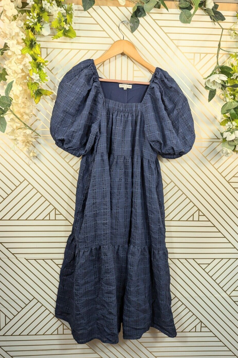 moon river dress Seashell Motif Lace Trim Sleeveless Midi MR9767 100% cotton Moon River Embroidered Geo Pattern