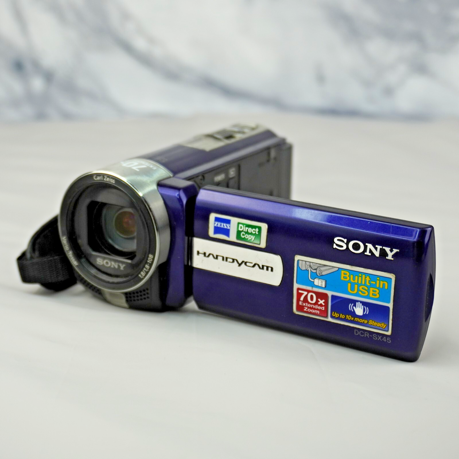 Sony Handycam DCR-SX45 HD Camcorder in Blue with 16GB Micro SD & Adapter - Fully Tested-image