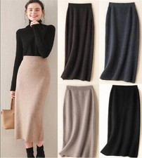 Women's Skirts Cotton Wool Winter Fall Warm Long Dress OL Knitted Skirt Slim