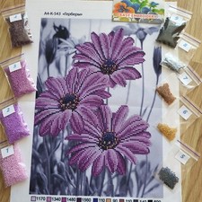 Bead Embroidery Kit Gerbera Flowers Beading Needlepoint Beads Stitching