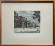 Leopold Hofmann - signed, hand-colored etching "Vienna State Opera" - 1930s