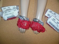 Lot of 4 FRINGE WRISTLETS SEQUIN Red adult size snap close 3 " fringe