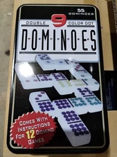 Double Nine 9 Doble Nueve Dominoes Traditional Board Game Color Dots New.