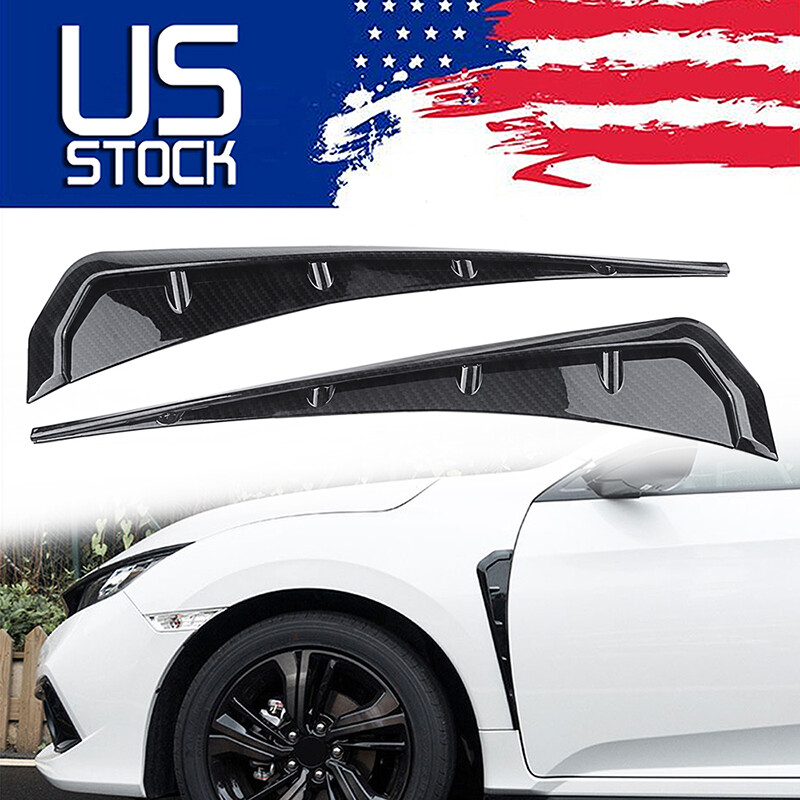 Carbon Fiber Soft TPU Side Fender Vents Air Wing Cover Trim Car Accessories 2x