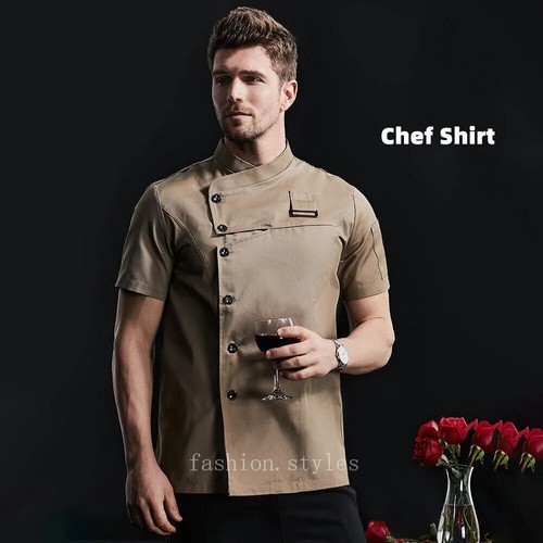 Kitchen Jacket Catering Uniform Short Sleeve Chef Clothes Restaurant Workwear - Picture 7 of 31