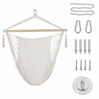 Patio Watcher Hammock Chair Hanging Rope Swing Seat with Hardware