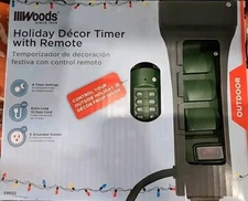 Woods 59850 Holiday Decor Timer Yard Stake & Remote, 10ft, 6 Grounded Outlets