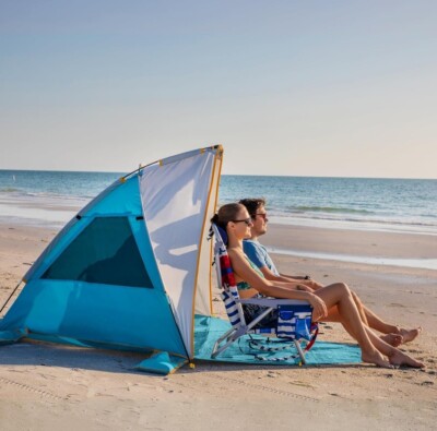 WolfWise 2-3 Person Portable Beach Tent UPF 50+ Sun Shade Canopy Umbrella Mint