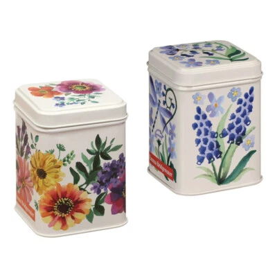 ELITE • EMMA BRIDGEWATER 2 EMMA BRIDGEWATER FLOWER 100GM SQUARE TIN BOX Home Kitchen Storage Trinket Gift