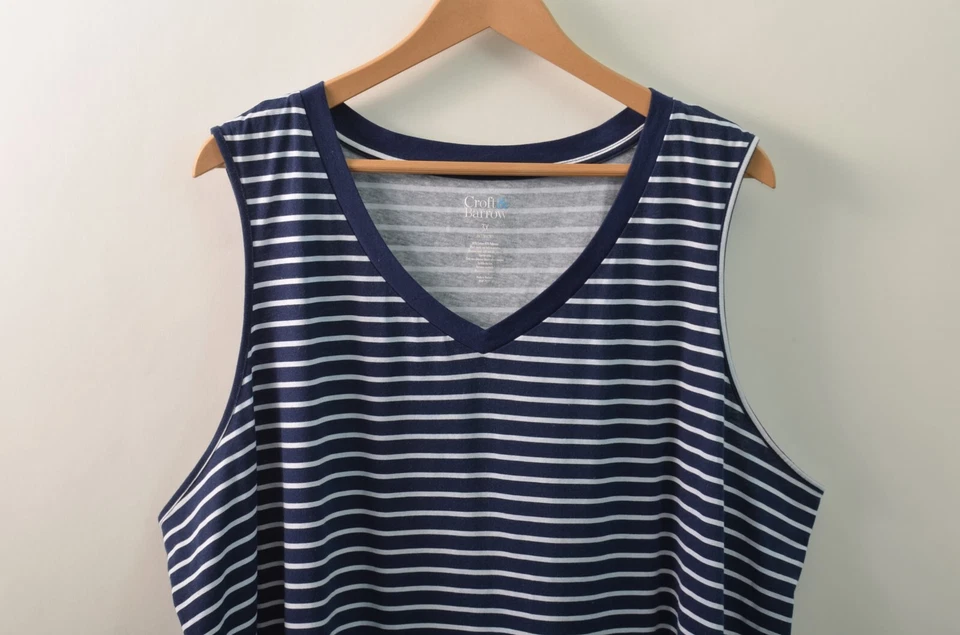 Camiseta sin mangas Croft & Barrow Intimates túnica camisa para mujer 3X azul a rayas cuello en V Foto 3 de 4