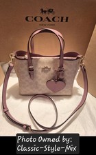 COACH MOLLIE TOTE IN SIGNATURE W/HEART BAG CHARM/SAND/PEONY;CDF03;BNWT;RET 378