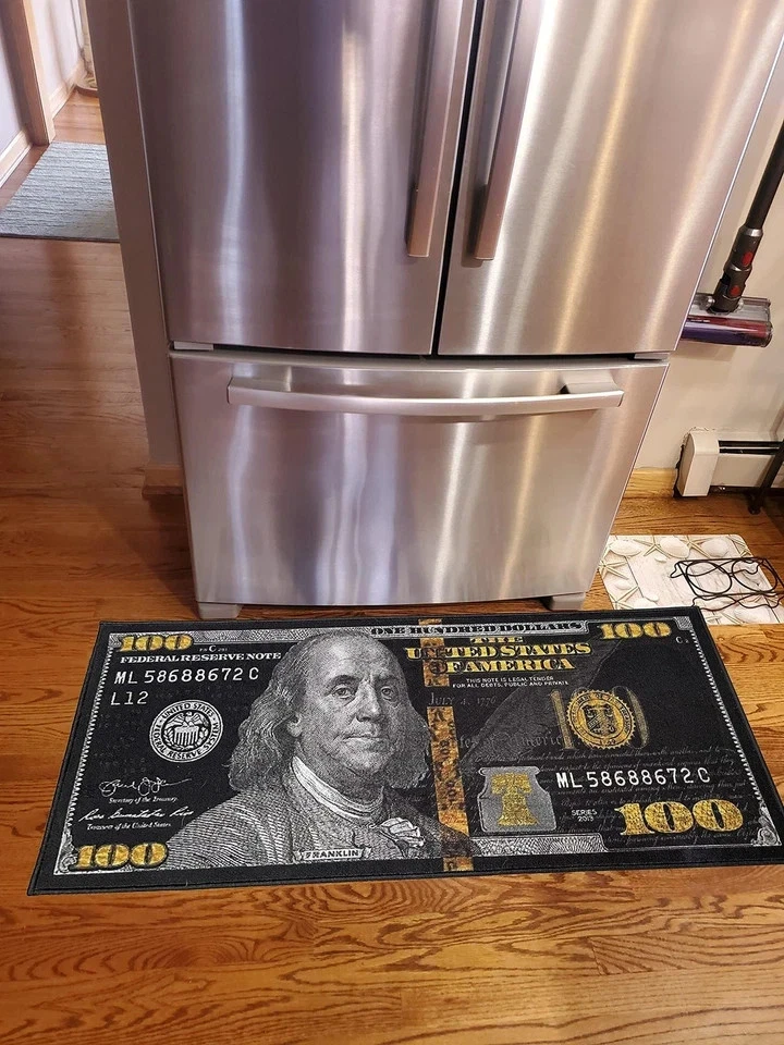 Alfombra de dinero negra Huahoo alfombra de área para billetes de 100 dólares alfombra de puerta corredor para L Foto 2 de 4