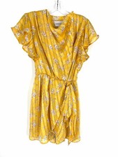 Sabina Musayev Size S Yw/Wh/Bl Floral Faux Wrap Designer Dress