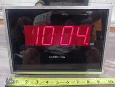 Vintage Micronta Electric Digital LED Wall Desk Clock 63-805 Black Chrome WORKS