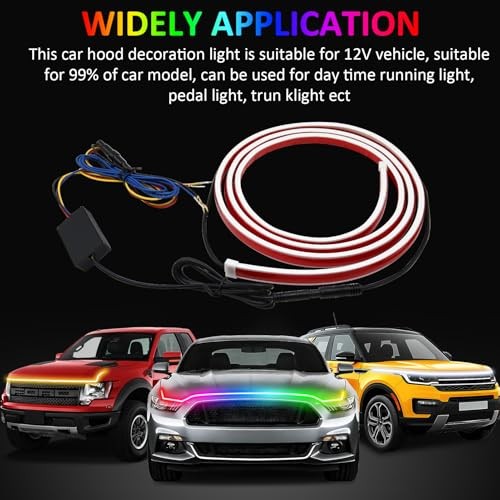 Serve4u*2018 60cm RGB LED Grille Light Strip – Waterproof, 12V, Remote Control, Universal Fit