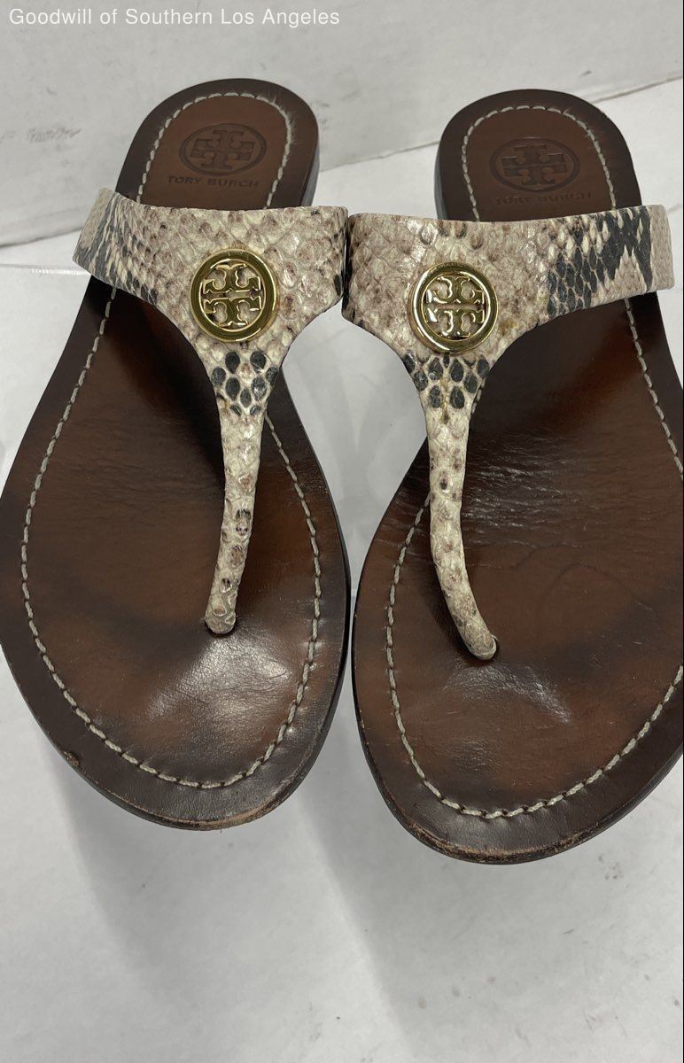 Authenticated Tory Burch Cameron Python Leather F… - image 3