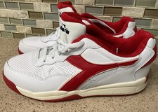 Diadora Winner Para Hombres Talla 10 Blanco Tenis Informales Zapatos Blanco Rojo Cuero Nuevo sin Caja
