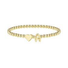 Turandoss Gold Bead Heart Initial Bracelet for Women Girls, Birthday Gift, 6.5In