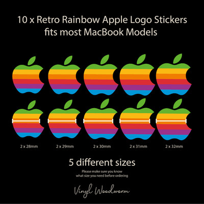 10 klassische Retro Regenbogen Logo Aufkleber für 12 13 Apple Macbook Air Pro M3 M4 NEO