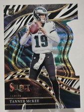 2023 Select Zebra Die-Cut Prizm RC Tanner McKee Club Level SSP Eagles