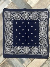 Vintage Blue Fast Color All Cotton RN 13960 Floral Selvedge Bandana Made in USA