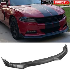 For 15-23 Dodge Charger IKON V3 Style Front Bumper Lower Lip Matte Black ABS 3PC