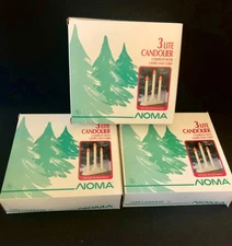 Vintage Noma Christmas 3 Light Candolier Lot Of Three Sets In Original Boxes