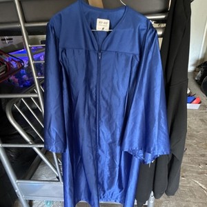 Herff Jones Blue Graduation Gown Polyester Size 5'1"-5'2" Academic Unisex